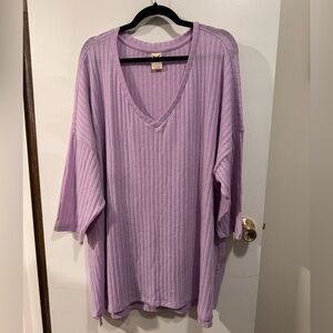 Women’s Lavender Purple V Neck Short Sleeve Top Shirt - Faded Glory - Size 4X